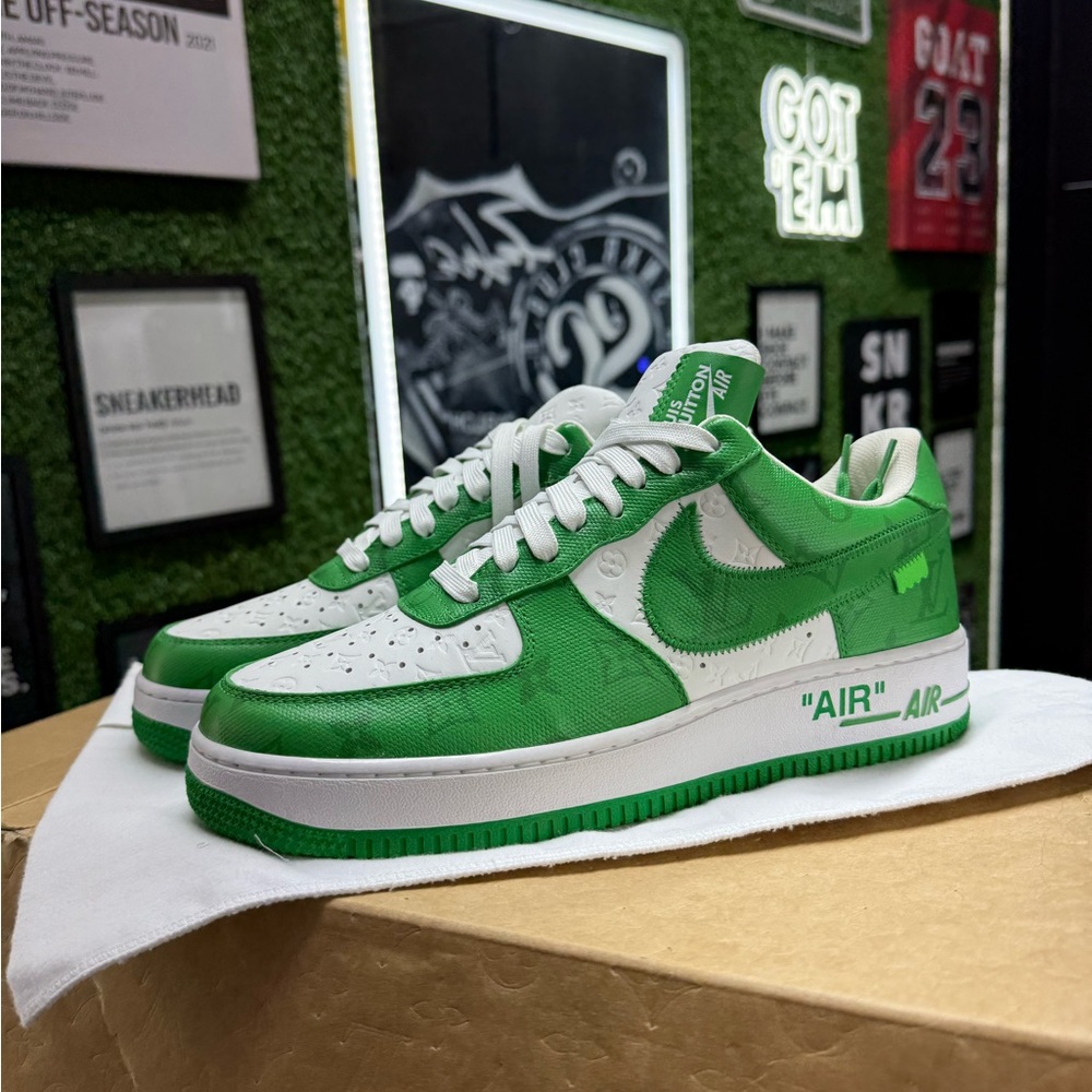 Louis Vuitton x Nike Air Force 1 Green (No Box) - Picture 9 of 9